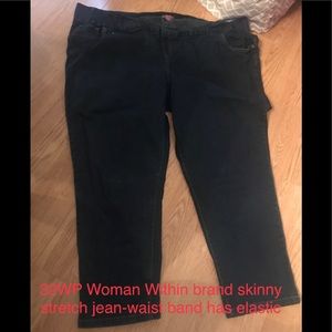 Size 32P skinny jeans, dark indigo women within